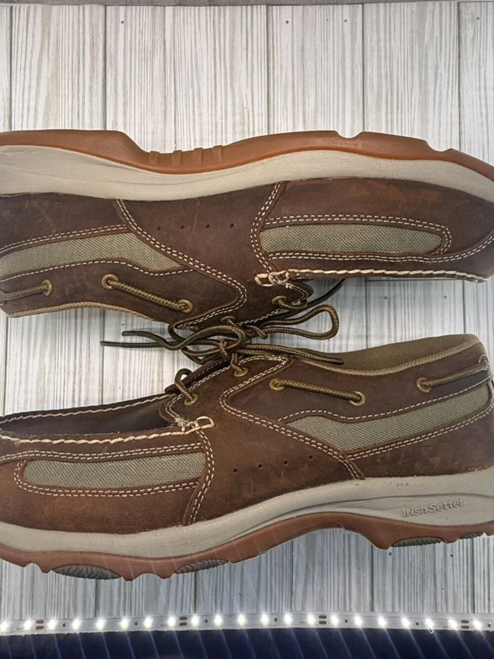 Irish Setter 3819 Boat Shoes Men's 14 Brown Leather Slip Resistant Casual Oxford